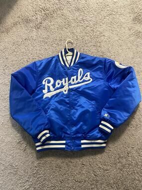 Vintage Kansas City Royals Jacket Mens Large Blue MLB Baseball Starter Satin